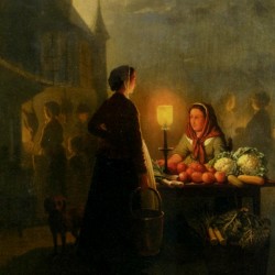 Market stall by moonlight